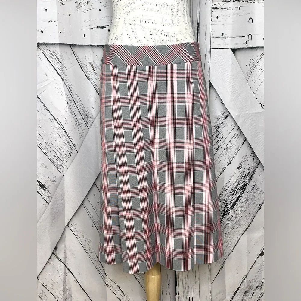 Brooks Brothers Skirt Pleated Glen Plaid Red Black 6